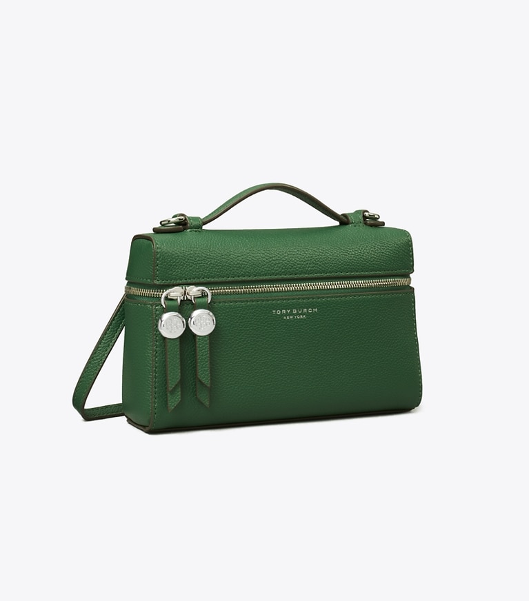 Tory Burch designer mini bags Romy Slim Top-Handle Bag in Dark Kale angle