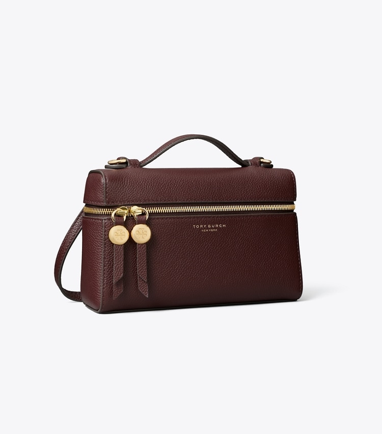 Tory Burch designer crossbody bags Romy Slim Top Handle Bag in Dark Carmine angle
