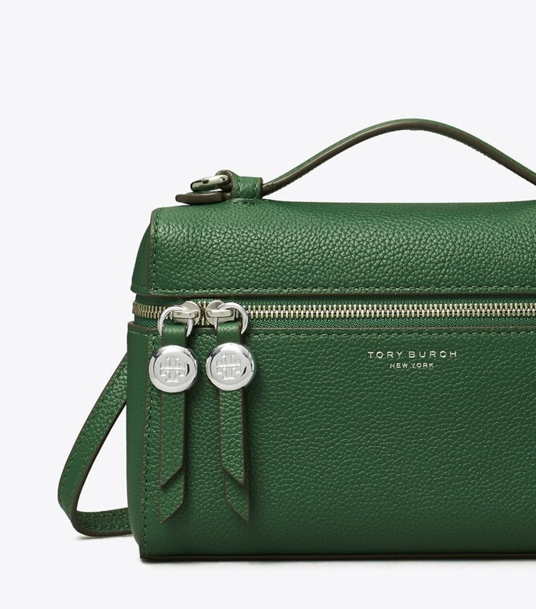 Tory Burch designer mini bags Romy Slim Top-Handle Bag in Dark Kale dettaglio