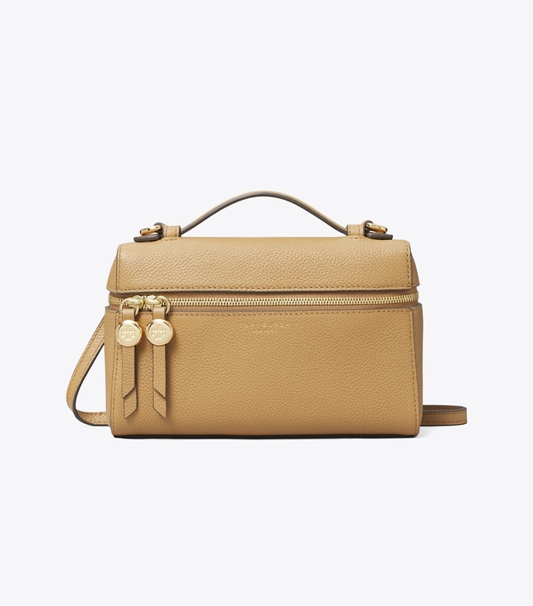 Tory Burch designer mini bags Romy Slim Top-Handle Bag in Tiramisu front