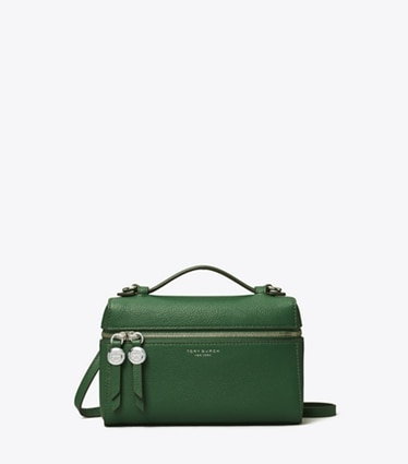 Tory Burch designer mini sacs Romy Slim Top-Handle Bag in Dark Kale front