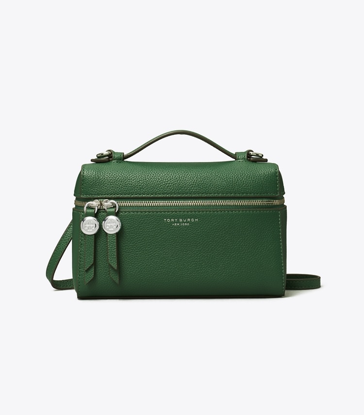 Tory Burch designer mini bags Romy Slim Top-Handle Bag in Dark Kale front