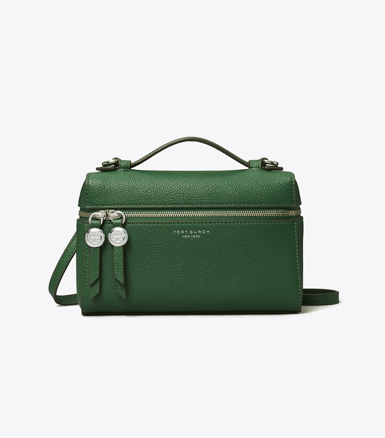 Tory Burch designer mini bags Romy Slim Top-Handle Bag in Dark Kale angle