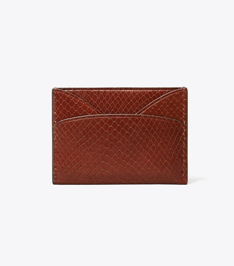 Tory Burch designer card cases Romy Snake-Embossed Flat Card Case in Sweet Maple back
