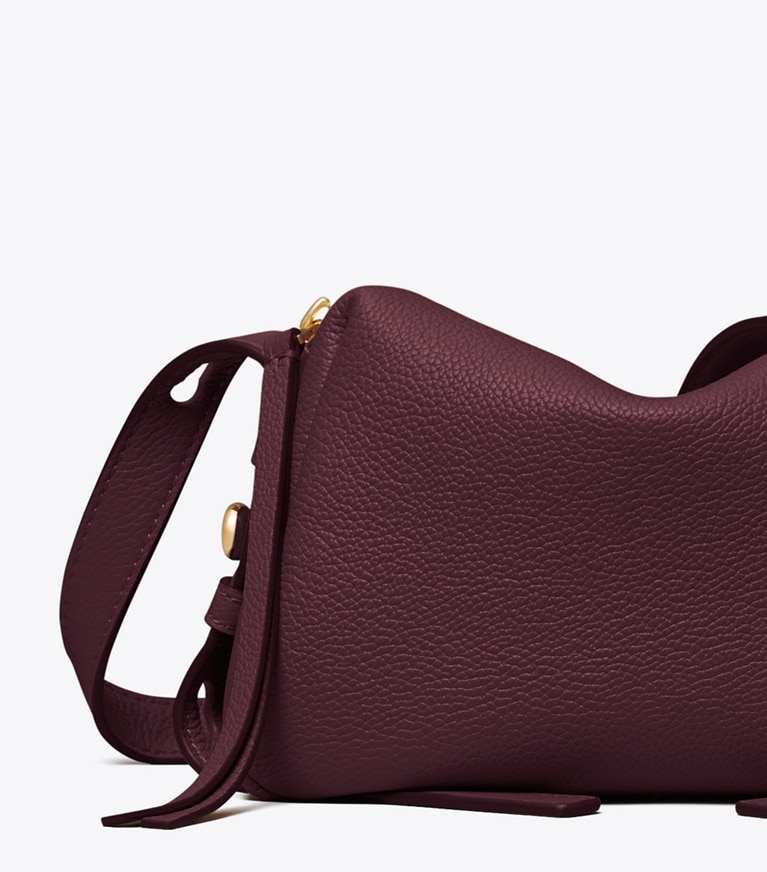Tory Burch designer crossbody bags Romy Soft Crossbody Bag in Dark Carmine detail