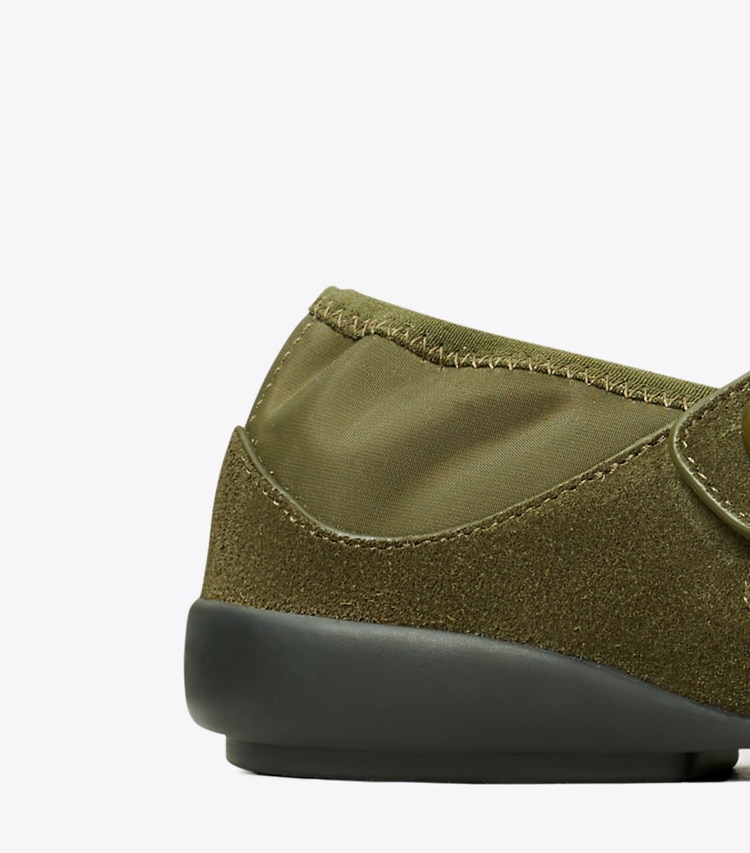 Tory Burch designer flats Romy Sport Mary Jane in DARK IVY / DARK IVY detail