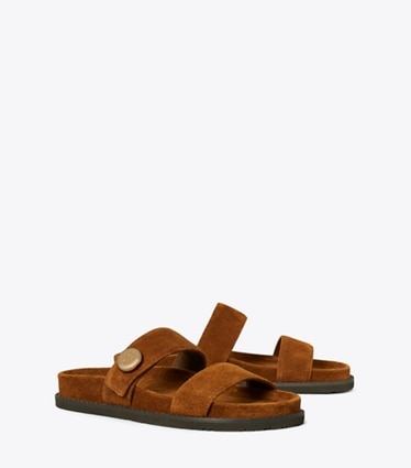 Tory Burch designer sandals Romy Sport Slide in Park Bench angle