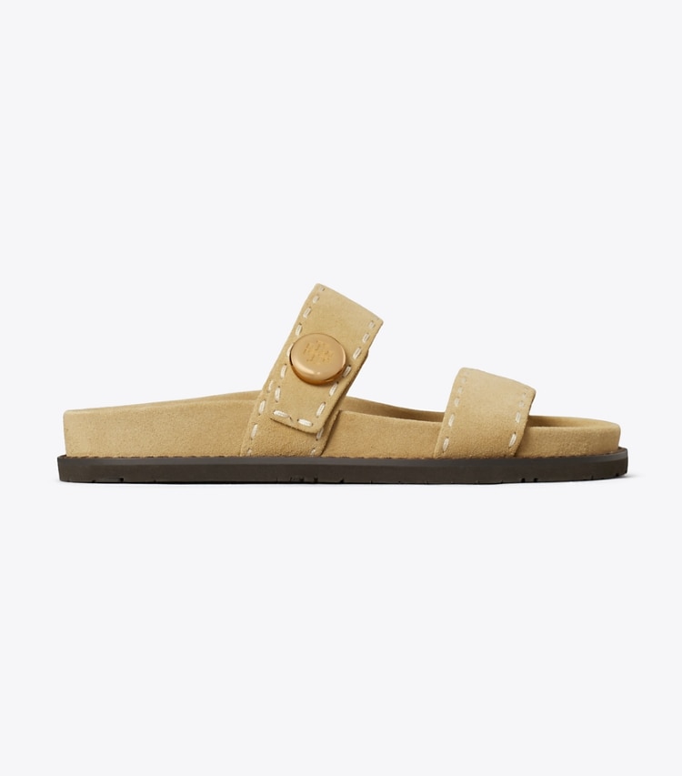 Tory Burch designer sandals Romy Sport Slide in BUTTERSCOTCH side