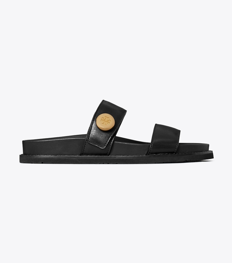Tory Burch designer sandals Romy Sport Slide in PERFECT BLACK angle