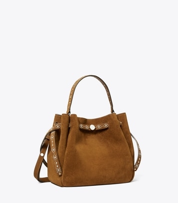 T Monogram Bucket Bag in navy blue | Tory Burch CA