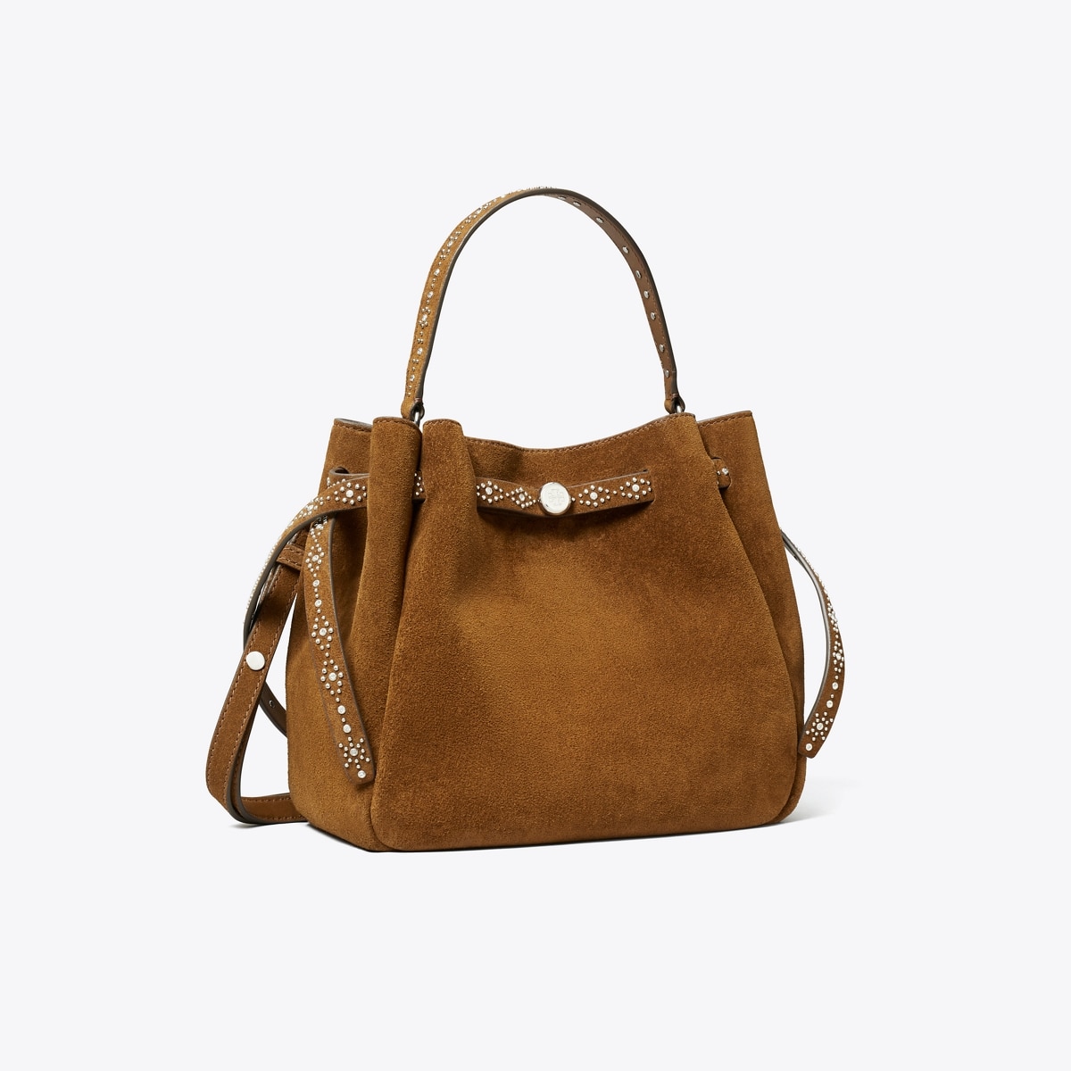 ROMY STUDDED SUEDE BUCKET BAG