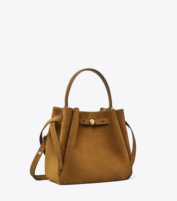 新品未使用　Tory Burch　スタッズ スエード ランプシェードバッグ キラ ターンロック スエード スモール トートバッグ: レディース