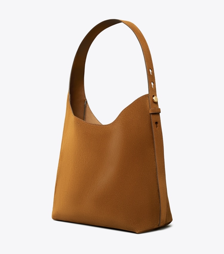 Tory Burch designer hobo bags Romy Suede Hobo Bag in Park Bench angle