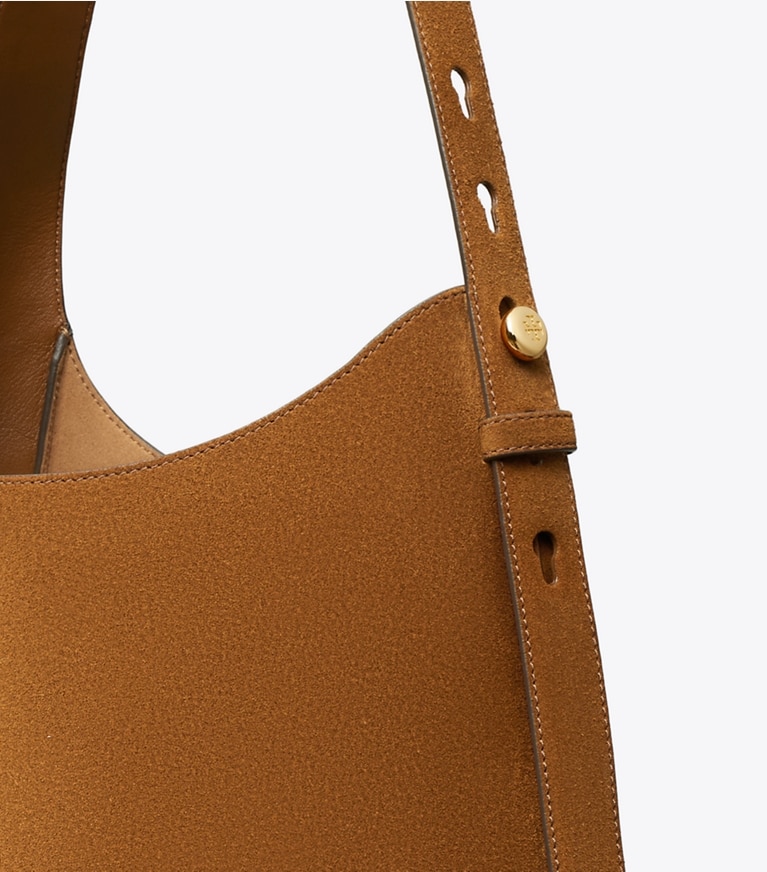 Tory Burch designer hobo bags Romy Suede Hobo Bag in Park Bench angle
