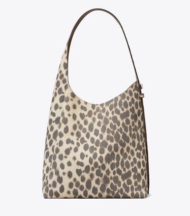 Tory Burch designer hobo bags Romy Suede Hobo Bag in Cheetah Spots front