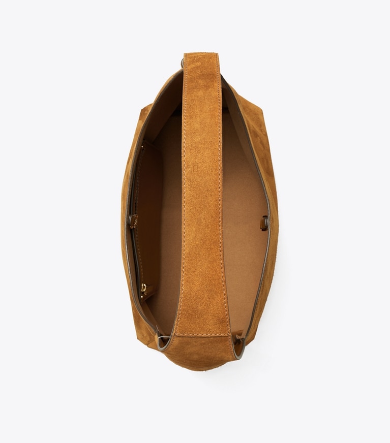 Tory Burch designer hobo bags Romy Suede Hobo Bag in Park Bench angle