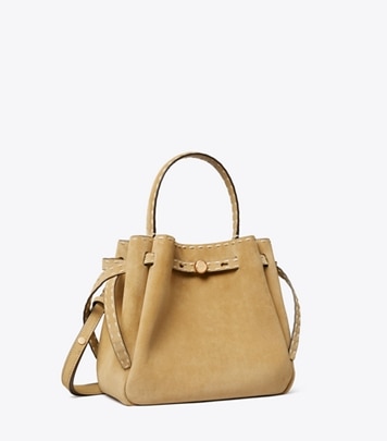 Large Romy Suede Pick Stitch Bucket Bag: Women's Designer Shoulder