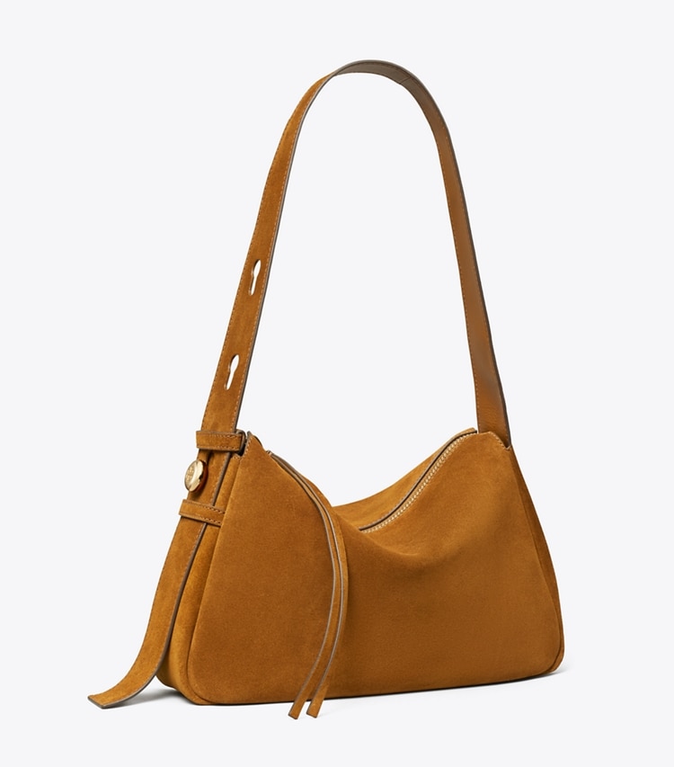 Tory Burch designer shoulder bags Romy Suede Shoulder Bag in Park Bench angle