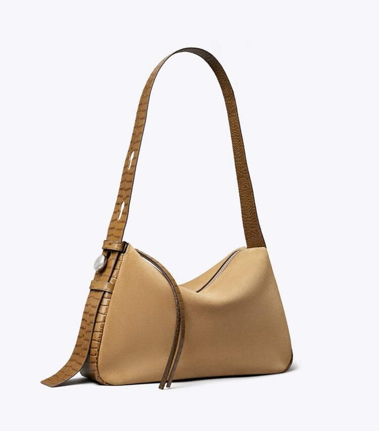 Tory Burch designer ショルダーバッグ ロミー スエード ショルダーバッグ in Stone angle
