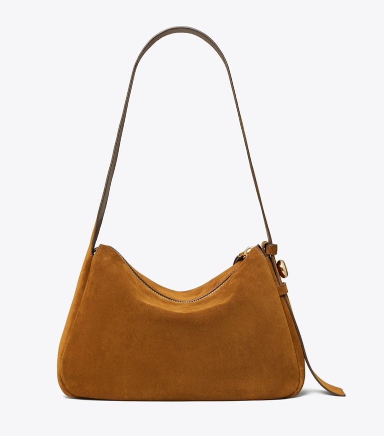 Tory Burch designer shoulder bags Romy Suede Shoulder Bag in Park Bench angle