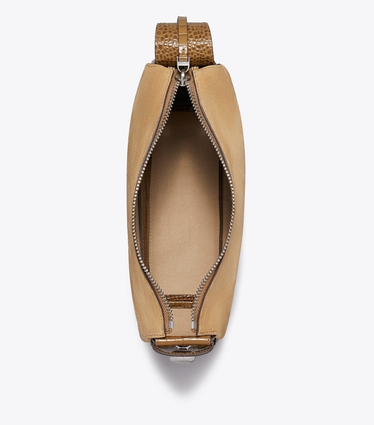 Tory Burch designer ショルダーバッグ ロミー スエード ショルダーバッグ in Stone オーバーヘッド