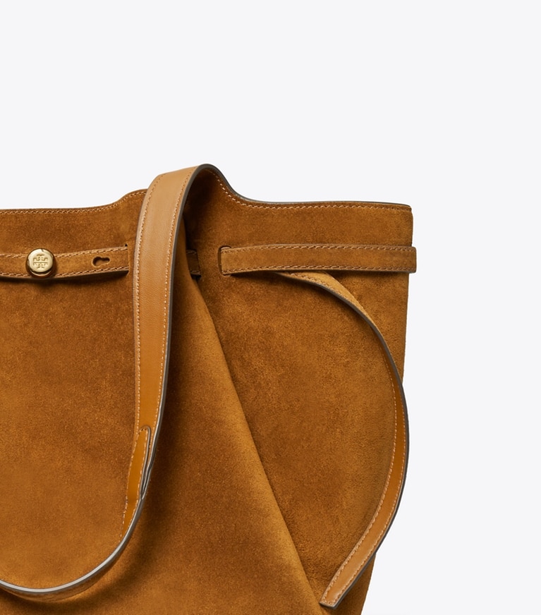Tory Burch designer tote bags Romy Suede Tote in Park Bench angle