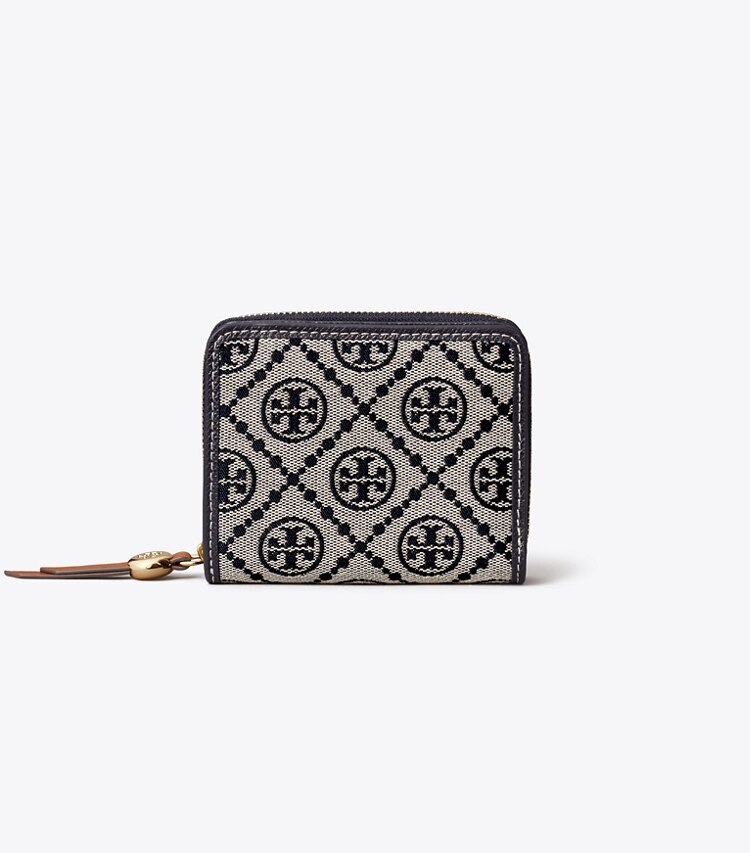 Tory Burch designer 財布 ロミー Tモノグラム バイフォールド ウォレット in Tory Navy front
