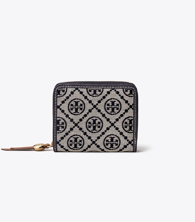Tory Burch designer 財布 ロミー Tモノグラム バイフォールド ウォレット in Tory Navy front