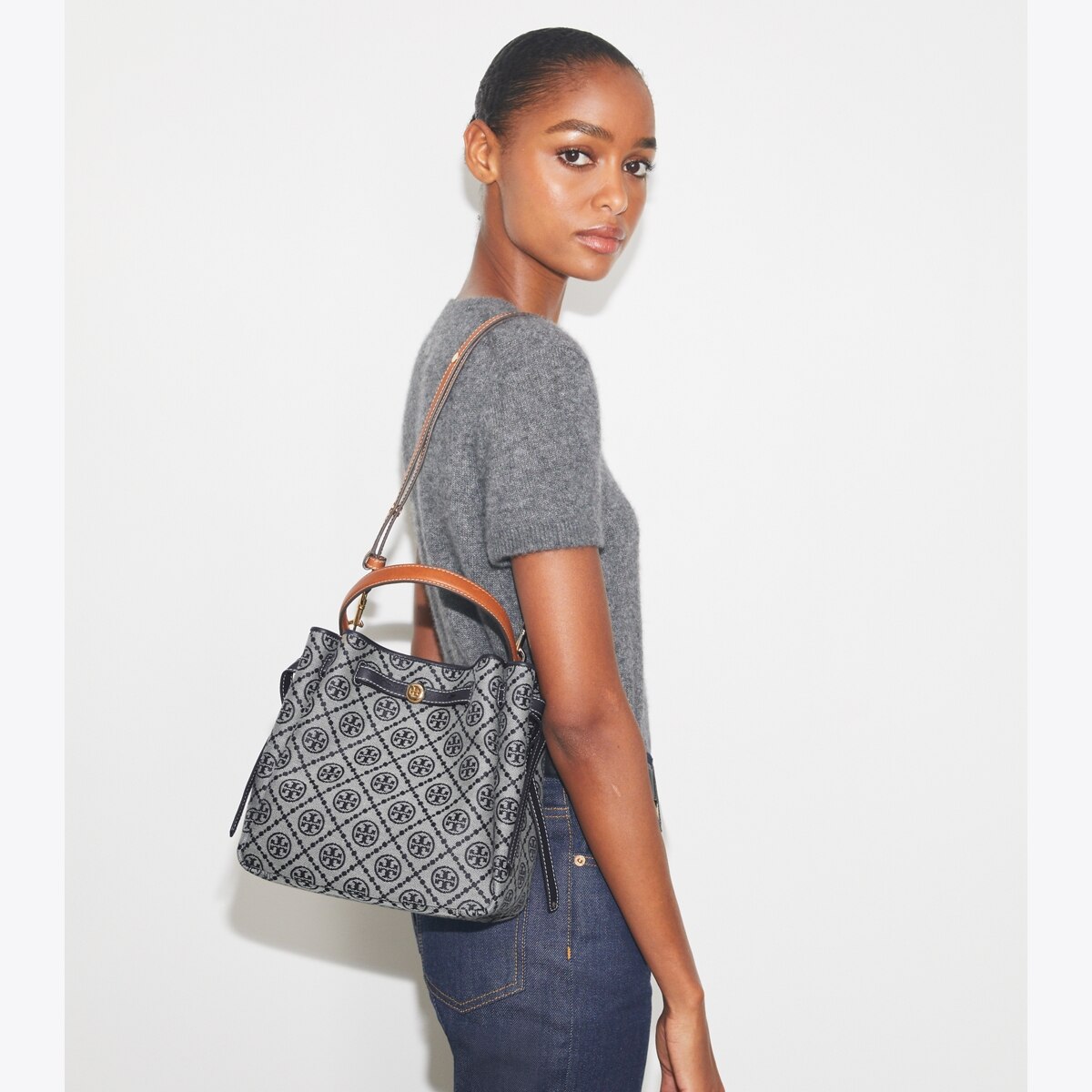 Romy T Monogram Bucket Bag: Women's Designer Crossbody Bags