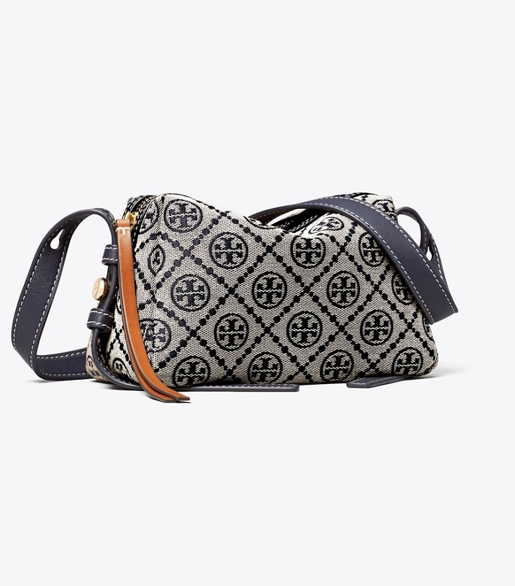 Tory Burch designer crossbody bags Romy T Monogram Soft Crossbody Bag in Tory Navy angle