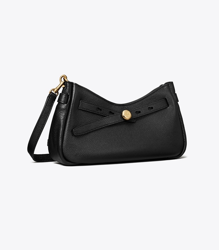 Tory Burch designer borse a spalla Romy Top a tracolla con zip in Black angle