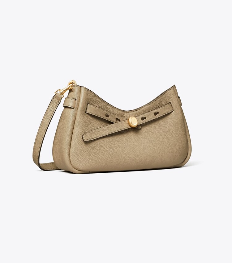 Tory Burch designer borse a spalla Romy Top a tracolla con zip in Soft Cement angle