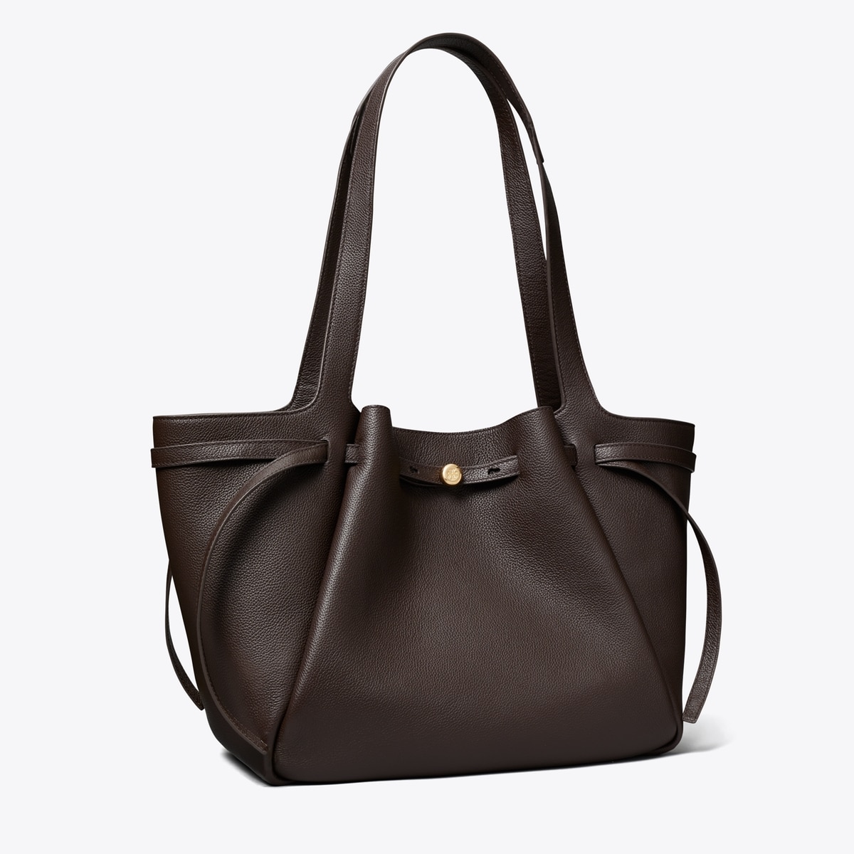 A dark brown tote bag
