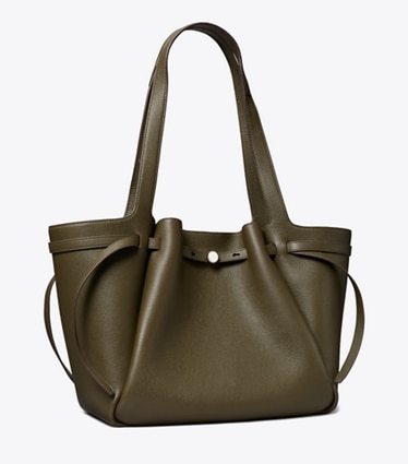 Tory Burch designer tote bags Romy Tote in Dark Olive angle