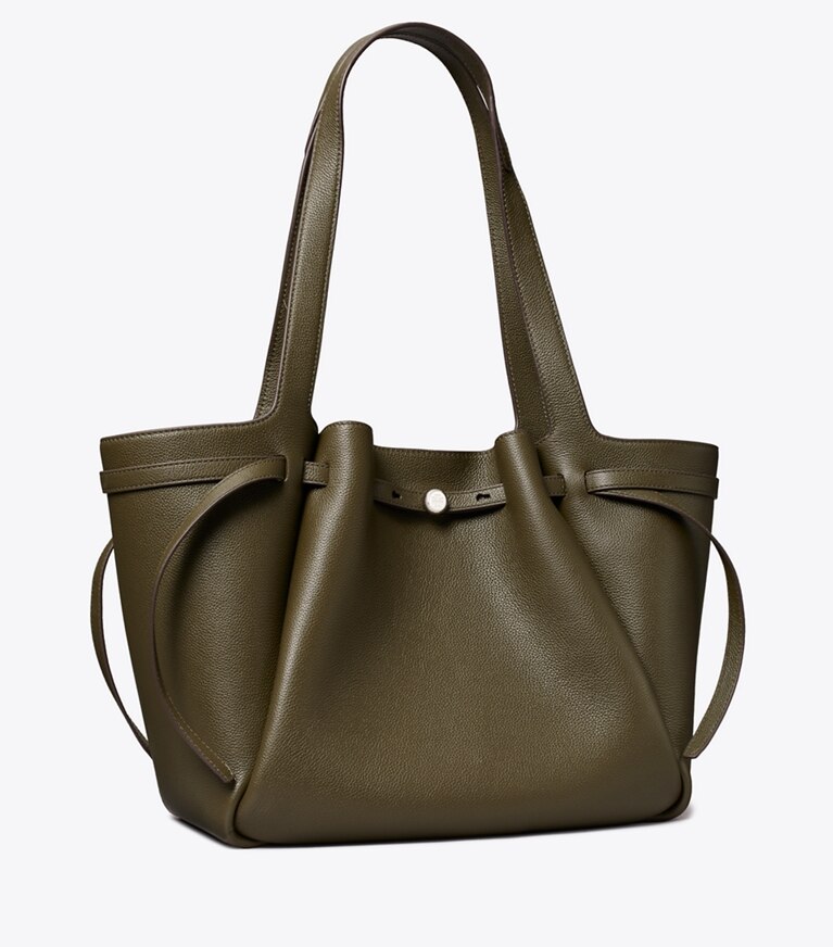 Tory Burch designer tote bags Romy Tote in Dark Olive angle