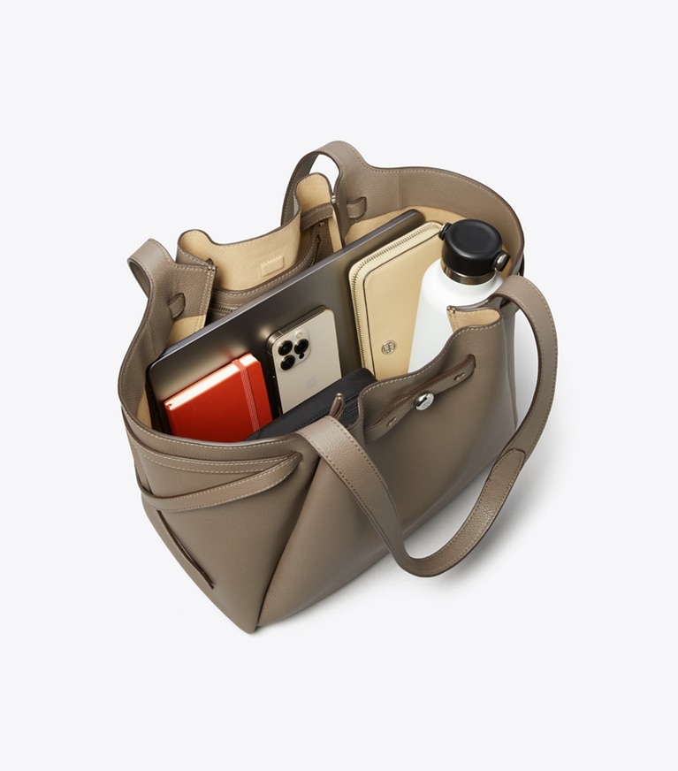 Tory Burch designer tote bags Romy Tote Bag in Wild Mushroom angle
