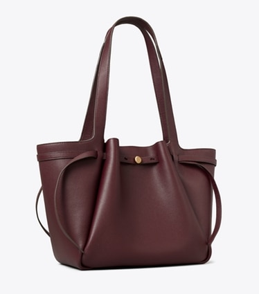 Tory Burch designer tote bags Romy Tote Bag aus Leder in Dark Carmine angle