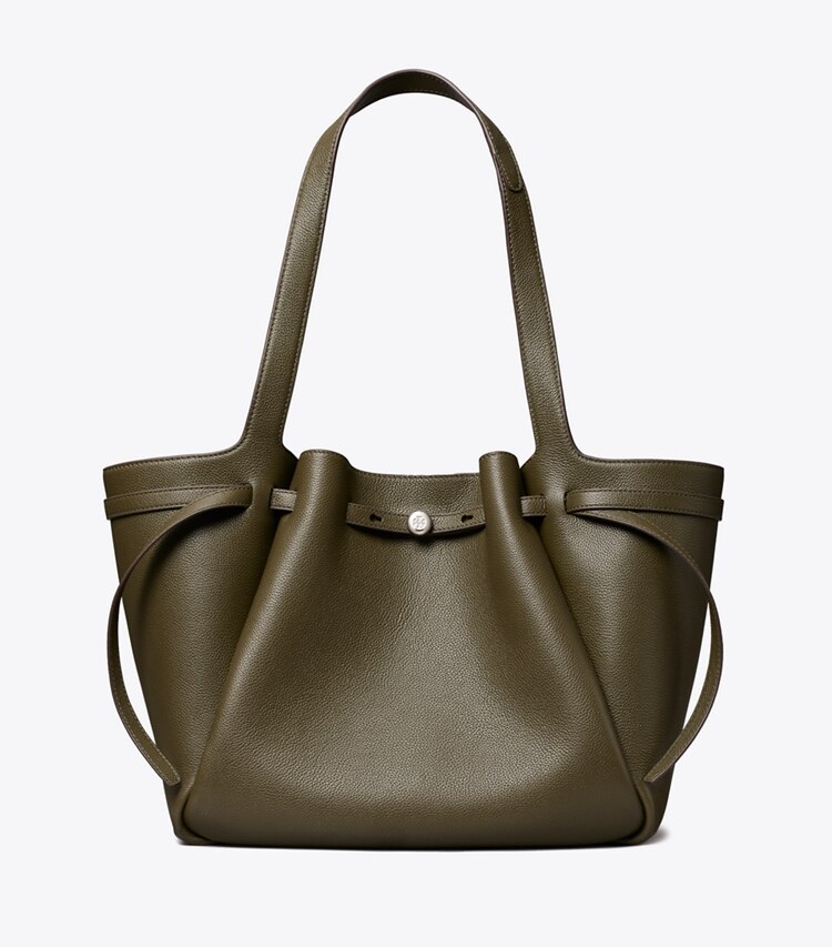 Tory Burch designer tote bags Romy Tote in Dark Olive front