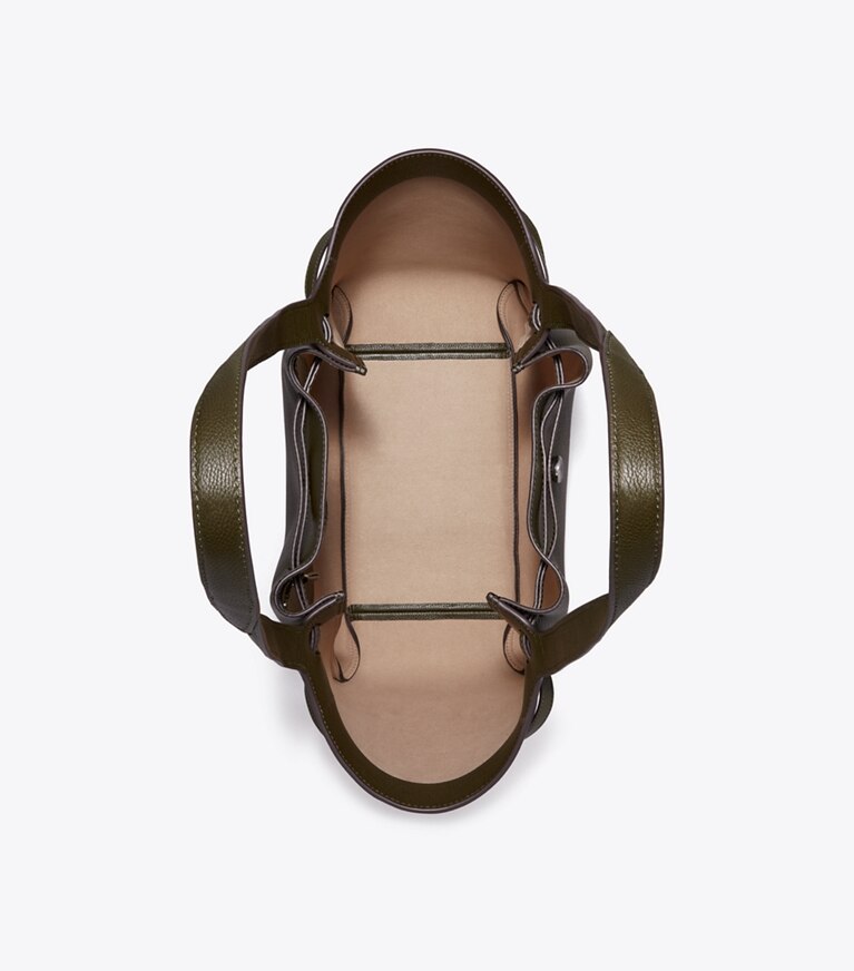 Tory Burch designer tote bags Romy Tote in Dark Olive overhead