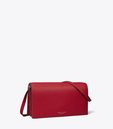 Tory Burch designer mini bags Romy Wallet Crossbody in Tory Red angle