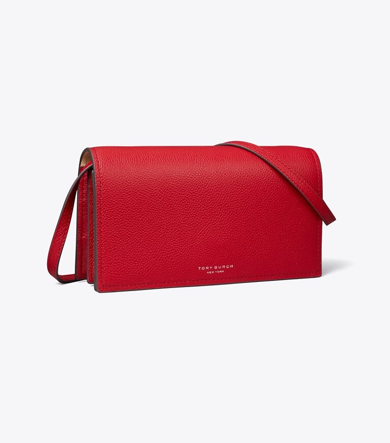 Tory Burch designer mini bags Romy Wallet Crossbody in Tory Red angle