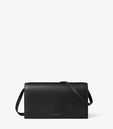 Tory Burch designer mini bags Romy Wallet Crossbody in Black front