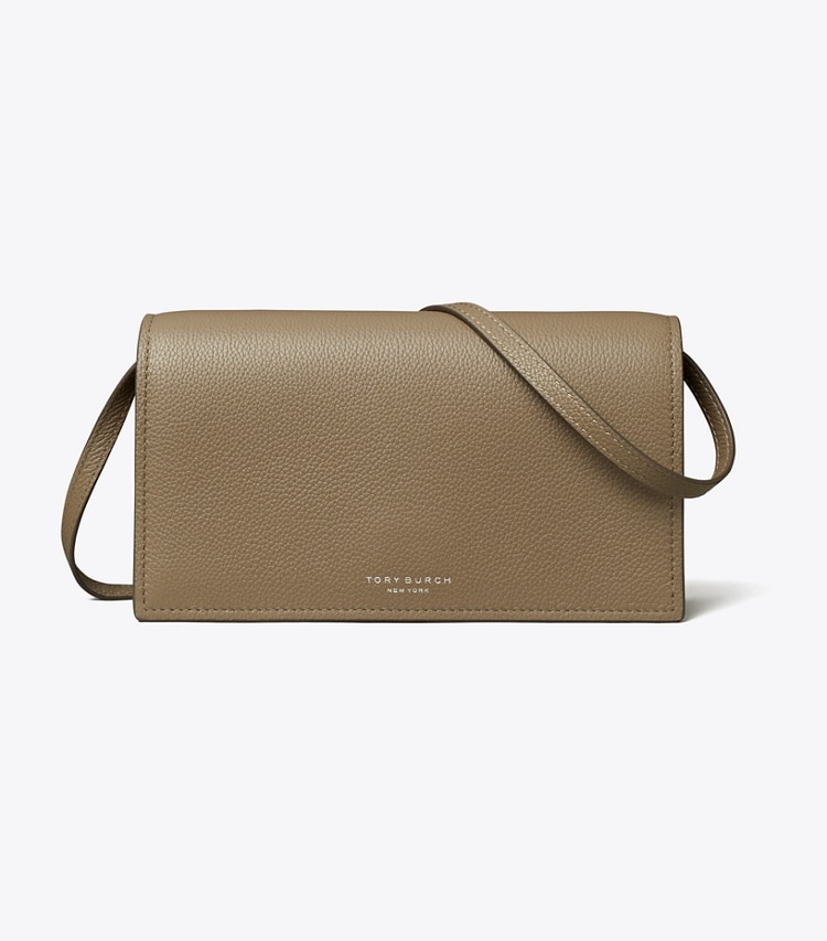 Tory Burch designer mini bags Romy Wallet Crossbody in Wild Mushroom front