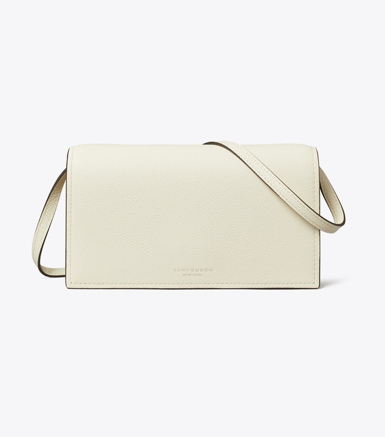 Tory Burch designer mini bags Romy Wallet Crossbody in Light Cream angle