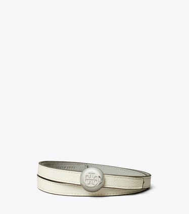 Tory Burch designer gürtel Romy Wendegürtel in Warm White / Light Granite front