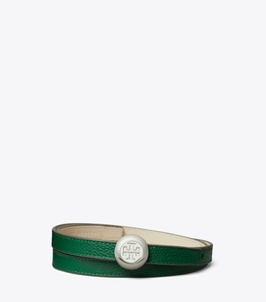 Tory Burch designer gürtel Romy Wendegürtel in Dark Kale / Light Stone / Silver front