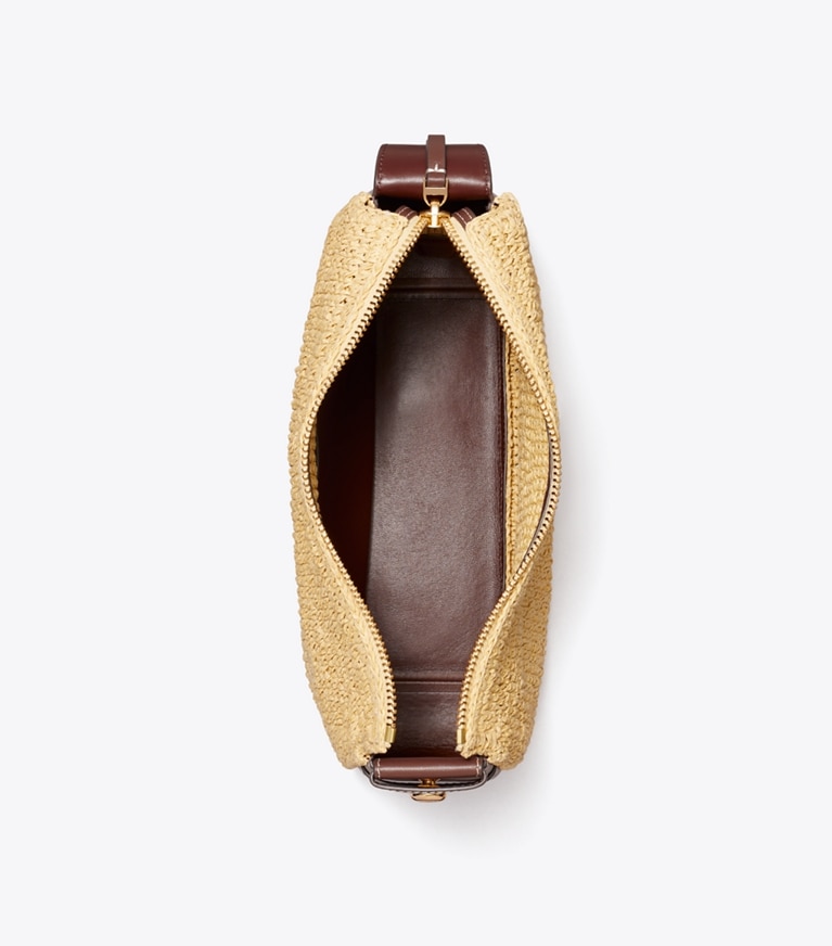 Tory Burch designer shoulder bags Romy Woven Shoulder Bag in Natural overhead