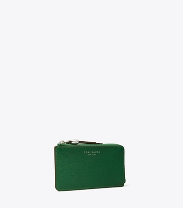 Tory Burch designer card cases Romy Zip Card Case in Dark Kale angle
