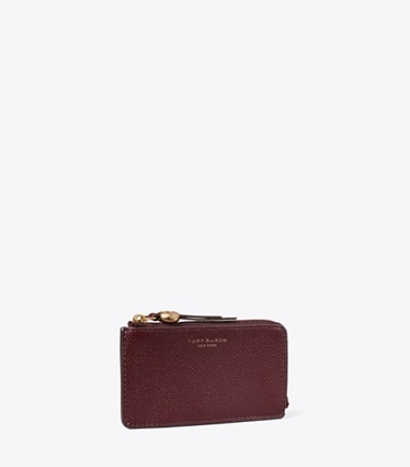 Tory Burch designer card cases Romy Zip Card Case in Dark Carmine angle