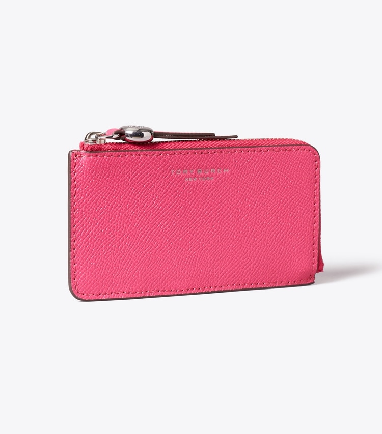 Tory Burch designer card cases Romy Zip Card Case in Bright Pink angle